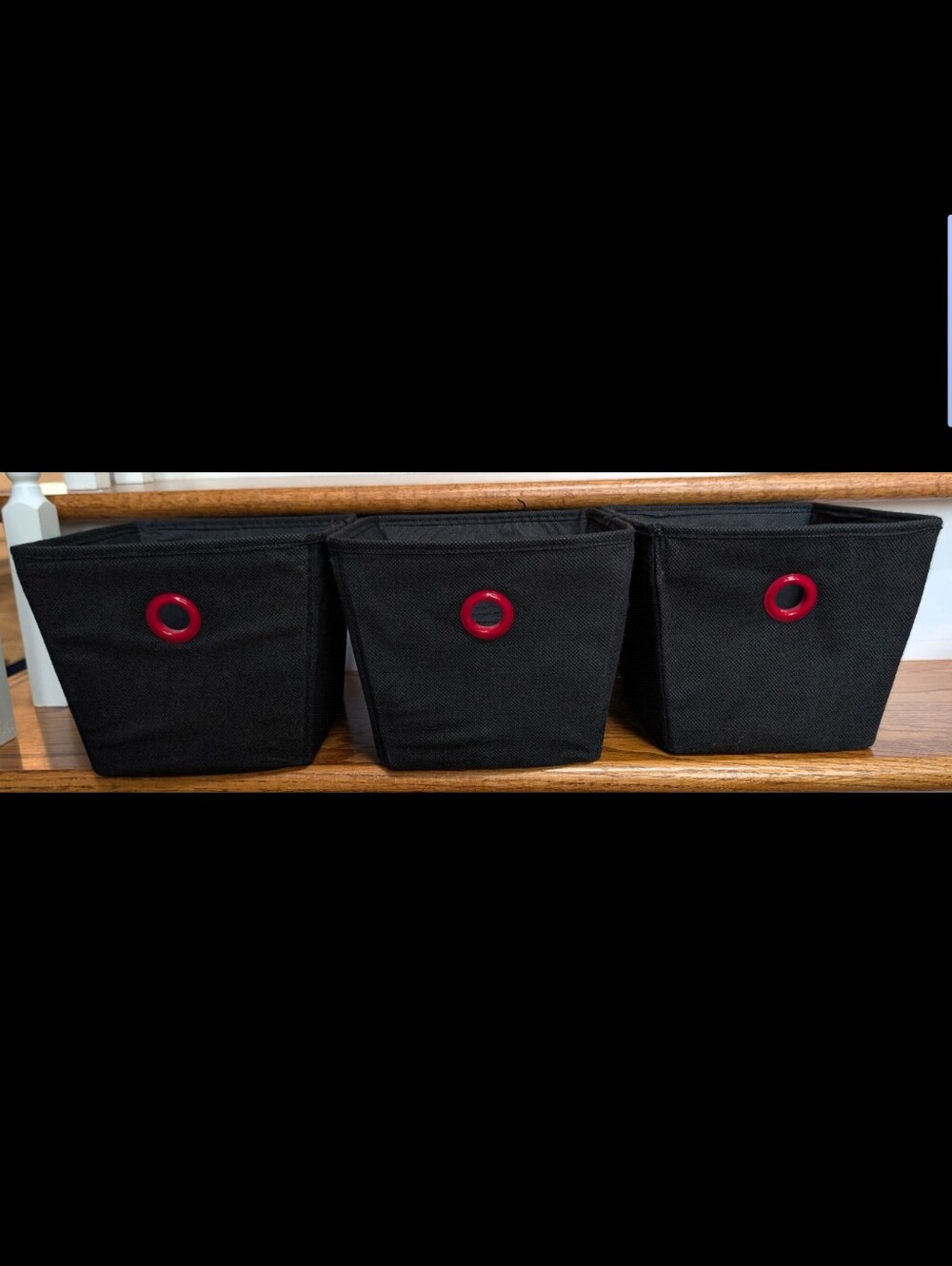 Black Fabric Storage Bins (Set Of 3)